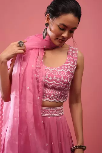 Onion Pink Bridesmaid Lehenga Choli for Women