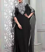 Black Only stone Work stitched Georgette Farasha Party dress