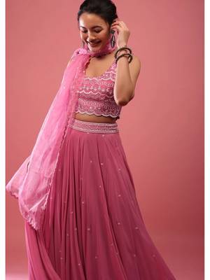 Onion Pink Bridesmaid Lehenga Choli for Women 5