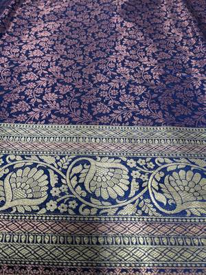 Royal Blue Arunima Kanjivaram Saree With Copper Zari Weaving For Women 5