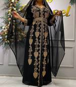 Black Georgette Zari Work Kaftan