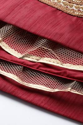 RED PRINT WITH STONE & SEQUINS EMBROIDERED CHENNAI SILK FESTIVE BRIDAL WEDDING & PARTY WEAR SEMI STITCHED LEHENGA CHOLI 4