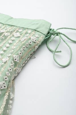 MINT GREEN LAKHNAVI ZARI & SEQUINS EMBROIDERED SOFT NET FESTIVE WEDDING & DESIGNER PARTY SEMI STITCHED LEHENGA CHOLI 4