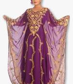Purple Aari & Stone Work stitched Georgette Farasha Party Wear