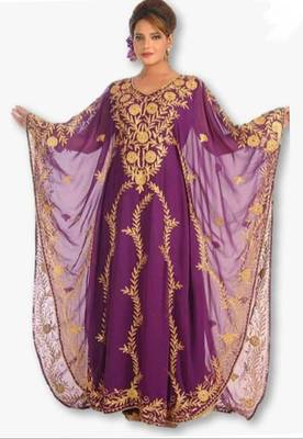 Purple Aari & Stone Work stitched Georgette Farasha Party Wear 2
