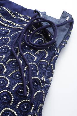 BLUE THREAD SEQUINS EMBROIDERED NET FESTIVE WEDDING & DESIGNER PARTY SEMI STITCHED LEHENGA CHOLI 4