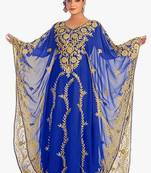 Blue Aari & Stone Work stitched Georgette Farasha Party Wear