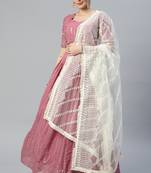 LAVENDER THREAD & SEQUINS EMBROIDERED GEORGETTE FESTIVAL WEDDING DESIGNER PARTY SEMI STITCHED LEHENGA CHOLI