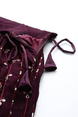 PURPLE THREAD & SEQUINS EMBROIDERED GEORGETTE FESTIVAL WEDDING DESIGNER PARTY SEMI STITCHED LEHENGA CHOLI 3