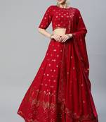 RANI PINK THREAD AND SEQUINS EMBROIDERED GEORGETTE FESTIVE & PARTY WEAR SEMI STITCHED LEHENGA