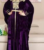 Purple Velvet Aari Work Kaftan