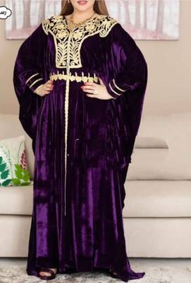 Purple Velvet Aari Work Kaftan 2
