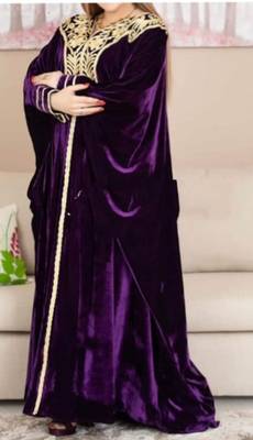 Purple Velvet Aari Work Kaftan 3