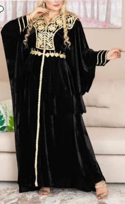 Black Aari & Stone Work stitched Velvet Kaftan Party Wear 3