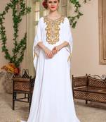 White Zari & Stone Work stitched Georgette Farasha Party Wear
