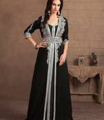 Black  Zari & Stone Work stitched Georgette Farasha Party Wear