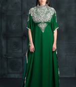 Green  Zari & Stone Work stitched Georgette Farasha Party Wear