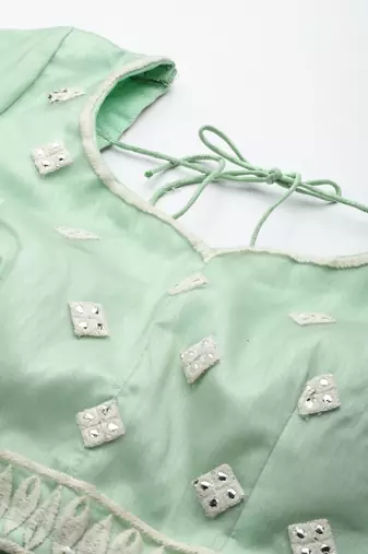 MINT GREEN LAKHNAVI ZARI & SEQUINS EMBROIDERED SOFT NET FESTIVE WEDDING & DESIGNER PARTY SEMI STITCHED LEHENGA CHOLI