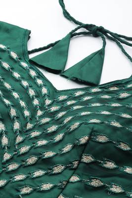GREEN THREAD SEQUINS EMBROIDERED NET FESTIVE WEDDING & DESIGNER PARTY SEMI STITCHED LEHENGA CHOLI 6