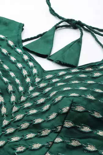 GREEN THREAD SEQUINS EMBROIDERED NET FESTIVE WEDDING & DESIGNER PARTY SEMI STITCHED LEHENGA CHOLI