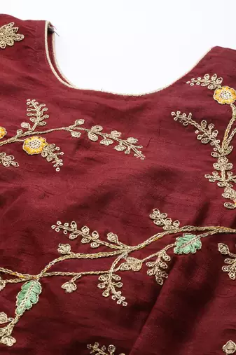 MAROON DIGITAL PRINT SEQUINS EMBROIDERED ART SILK FESTIVAL WEDDING DESIGNER PARTY SEMI STITCHED LEHENGA CHOLI