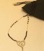 24ct women gold-plated couple designing heart shaped pendent with black bead chain