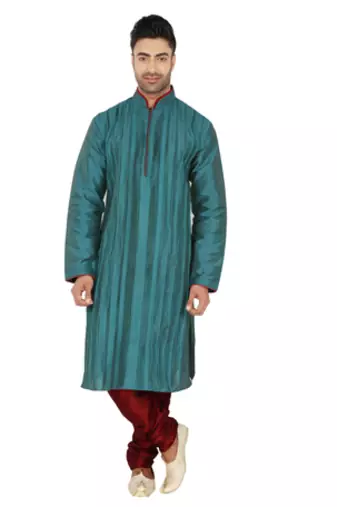 Complete  Pintucks  And  Corded Kurta With Contrasting Button  And  Piping On The  And  The Sleeves