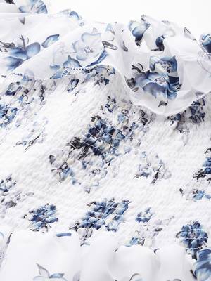 Aarika womens white-blue colour georgette floral print middi 2