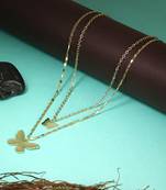 Women gold-plated double layered butterfly chain
