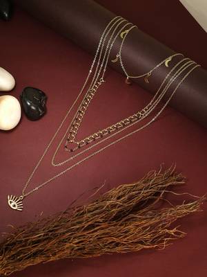 Women gold-plated five layered evil eye chain 1