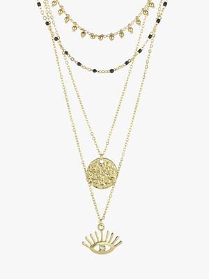 Women gold-plated five layered evil eye chain 2