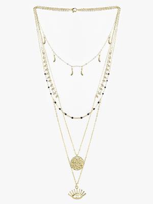 Women gold-plated five layered evil eye chain 5