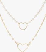 Gold-plated two layered heart  designer chain