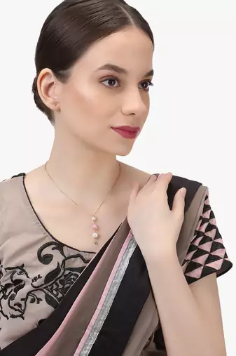 Women 24ct gold-plated minimal chain with pink pendent