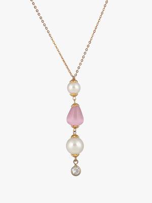 Women 24ct gold-plated minimal chain with pink pendent 3