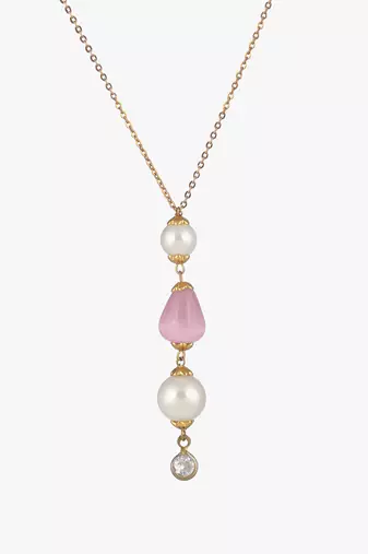 Women 24ct gold-plated minimal chain with pink pendent