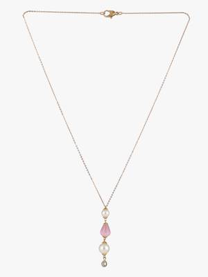Women 24ct gold-plated minimal chain with pink pendent 4