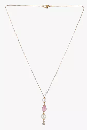 Women 24ct gold-plated minimal chain with pink pendent