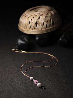 Women 24ct gold-plated minimal chain with pink pendent 1