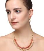 24ct gold-plated red stone-studded antique pearl jewellery set
