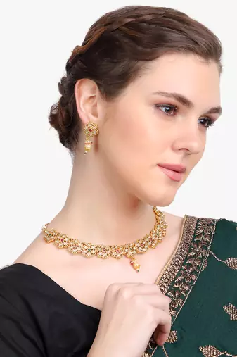 Gold-plated  off-white antique jewellery set