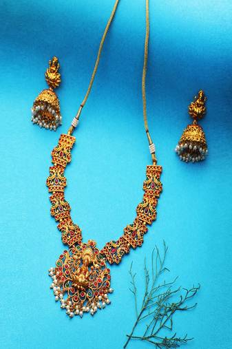 24ct gold-plated temple handcrafted jewellery set
