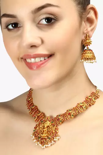 24ct gold-plated temple handcrafted jewellery set