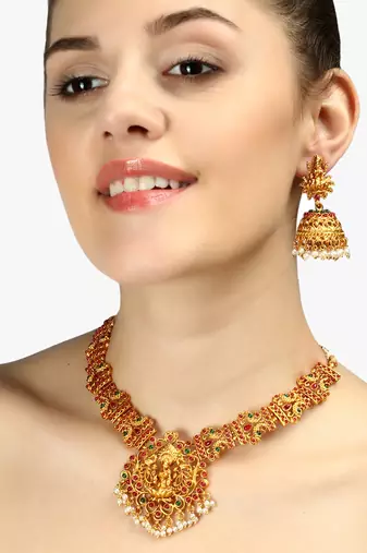 24ct gold-plated temple handcrafted jewellery set