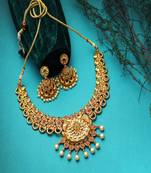Gold-plated  pink stone antique jewellery set