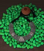 Silver-plated  bras oxidised necklace