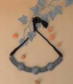 Silver-plated brass oxidised necklace