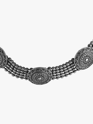 Silver-plated brass oxidised necklace 3