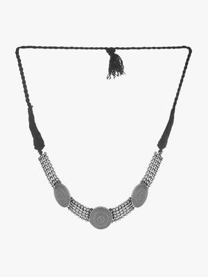 Silver-plated brass oxidised necklace 3