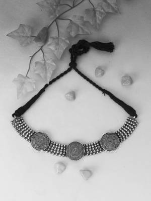 Silver-plated brass oxidised necklace 1